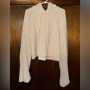 Daytrip cream chenille hooded crop sweater